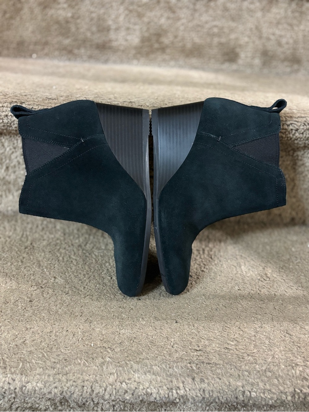 Vionic Wedge Ankle Booties Women’s Sz 6 Black Suede Weather-Resistant Boots